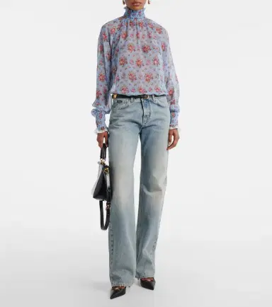 Dolce & Gabbana Leather-trimmed straight jeans | Thumbnail 5 Dolce & Gabbana Leather-trimmed straight jeans | Thumbnail 5