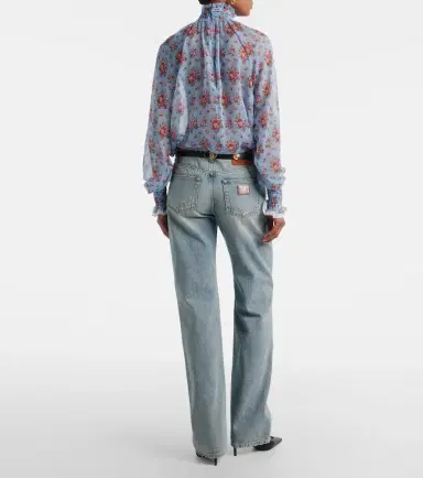 Dolce & Gabbana Leather-trimmed straight jeans | Thumbnail 6 Dolce & Gabbana Leather-trimmed straight jeans | Thumbnail 6