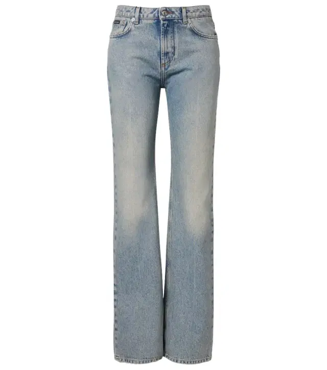 Leather-trimmed straight jeans