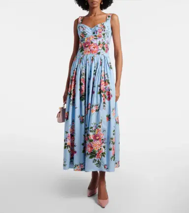 Dolce & Gabbana Floral cotton bustier dress | Thumbnail 3