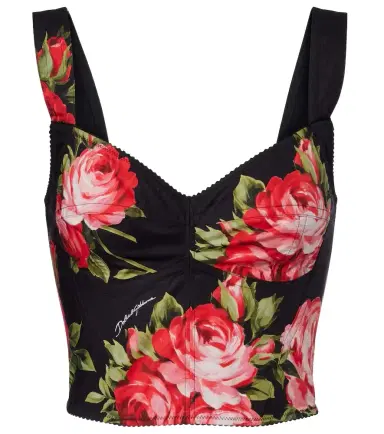Dolce & Gabbana Floral cotton-blend bustier top | Thumbnail 1