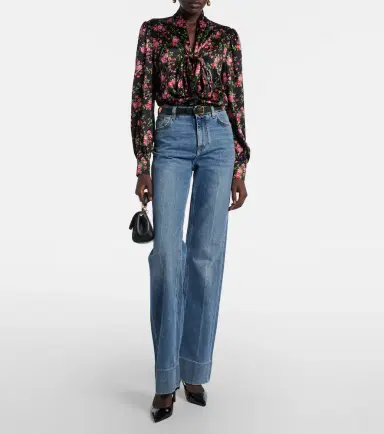 Dolce & Gabbana Floral tie-neck silk-blend satin blouse | Thumbnail 2