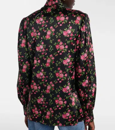 Dolce & Gabbana Floral tie-neck silk-blend satin blouse | Thumbnail 4