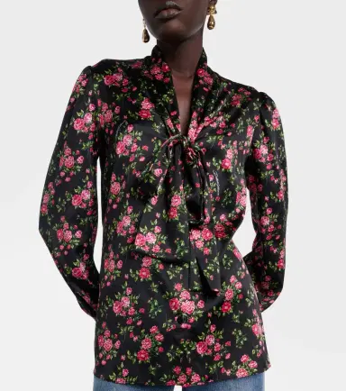 Dolce & Gabbana Floral tie-neck silk-blend satin blouse | Thumbnail 5
