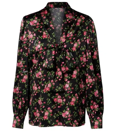 Dolce & Gabbana Floral tie-neck silk-blend satin blouse | Thumbnail 1