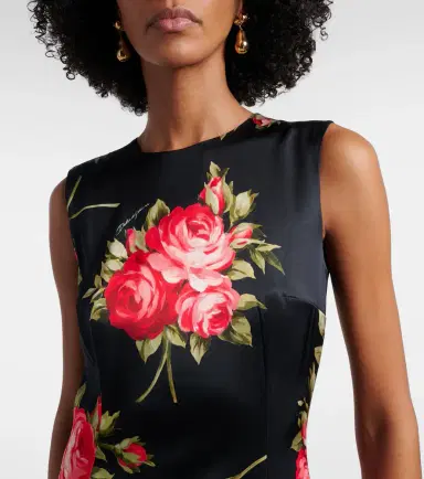 Dolce & Gabbana Floral satin midi dress | Thumbnail 3