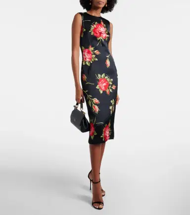 Dolce & Gabbana Floral satin midi dress | Thumbnail 4