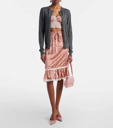 Dolce & Gabbana Floral silk and cotton-blend midi skirt | Thumbnail 2