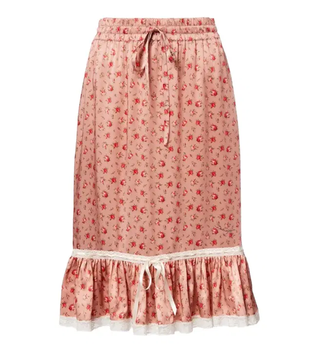 Floral silk and cotton-blend midi skirt
