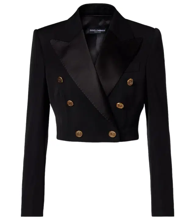Cropped wool and silk-blend jacket