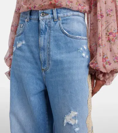 Dolce & Gabbana Lace-trimmed wide-leg jeans | Thumbnail 2 Dolce & Gabbana Lace-trimmed wide-leg jeans | Thumbnail 2