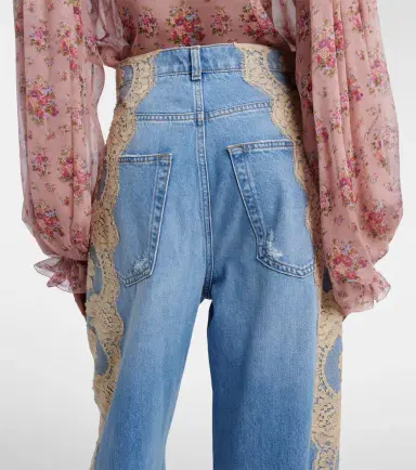 Dolce & Gabbana Lace-trimmed wide-leg jeans | Thumbnail 3 Dolce & Gabbana Lace-trimmed wide-leg jeans | Thumbnail 3