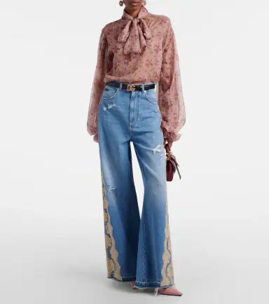 Dolce & Gabbana Lace-trimmed wide-leg jeans | Thumbnail 4 Dolce & Gabbana Lace-trimmed wide-leg jeans | Thumbnail 4