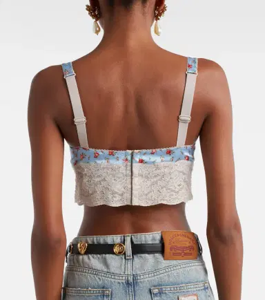 Dolce & Gabbana Floral lace-trimmed silk and cotton bra | Thumbnail 4