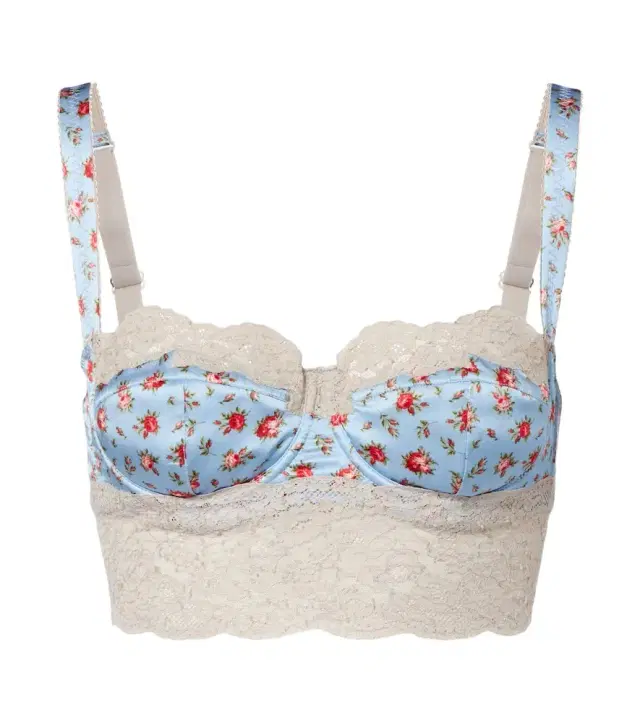 Dolce & Gabbana Floral lace-trimmed silk and cotton bra