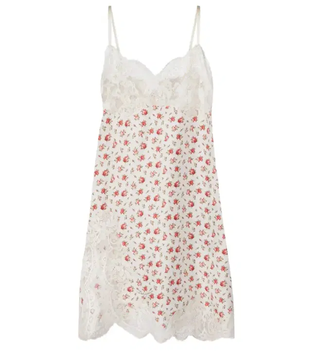 Floral silk and cotton-blend slip dress