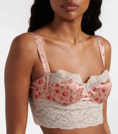 Dolce & Gabbana Floral lace-trimmed silk and cotton bra | Thumbnail 3 Dolce & Gabbana Floral lace-trimmed silk and cotton bra | Thumbnail 3