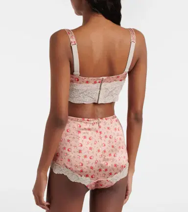 Dolce & Gabbana Floral lace-trimmed silk and cotton bra | Thumbnail 4 Dolce & Gabbana Floral lace-trimmed silk and cotton bra | Thumbnail 4