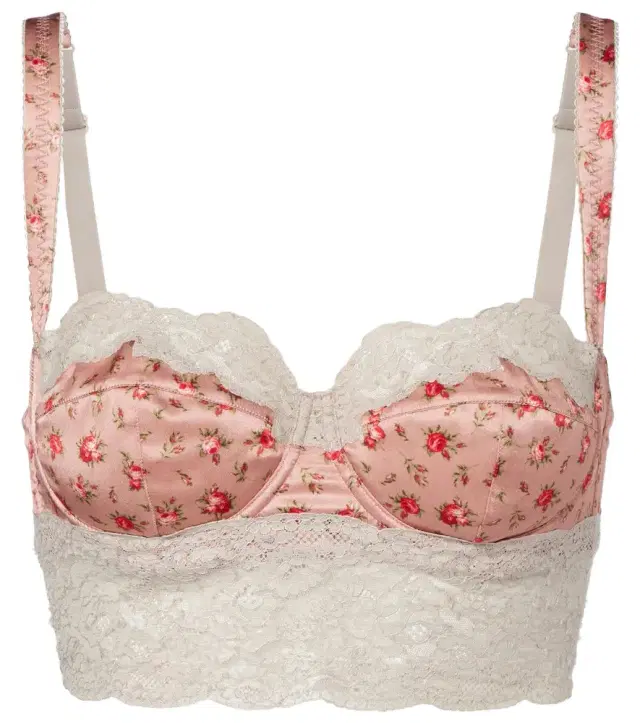 Dolce & Gabbana Floral lace-trimmed silk and cotton bra