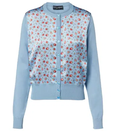 Dolce & Gabbana Floral paneled silk satin cardigan | Thumbnail 1
