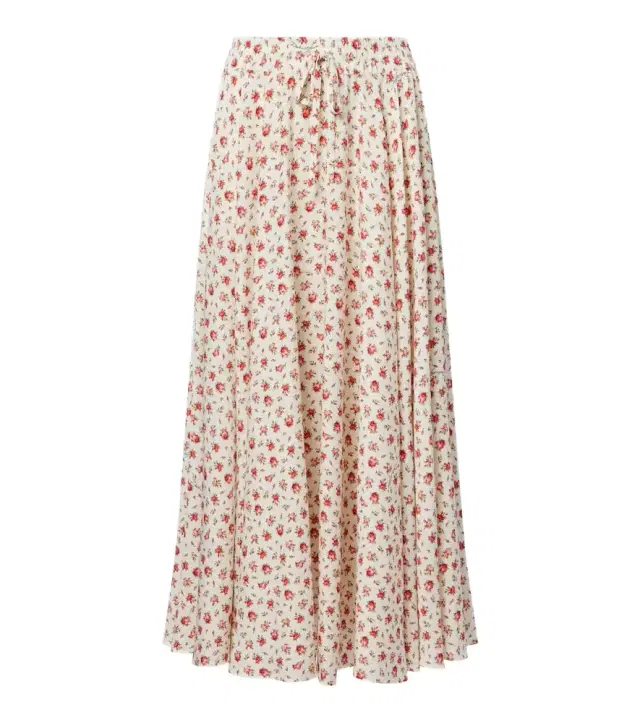 Floral silk-blend midi skirt