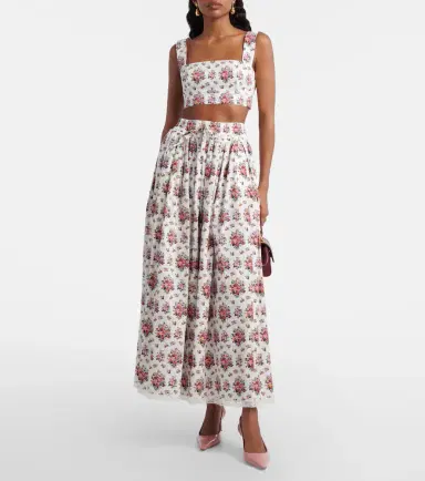 Dolce & Gabbana Floral lace-trimmed cotton maxi skirt | Thumbnail 2 Dolce & Gabbana Floral lace-trimmed cotton maxi skirt | Thumbnail 2