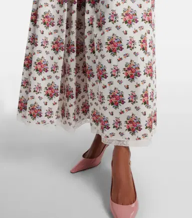 Dolce & Gabbana Floral lace-trimmed cotton maxi skirt | Thumbnail 3 Dolce & Gabbana Floral lace-trimmed cotton maxi skirt | Thumbnail 3