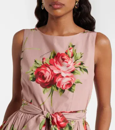 Dolce & Gabbana Floral belted cotton midi dress | Thumbnail 4