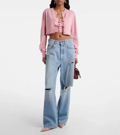 Dolce & Gabbana Embellished cropped silk-blend crop top | Thumbnail 2 Dolce & Gabbana Embellished cropped silk-blend crop top | Thumbnail 2