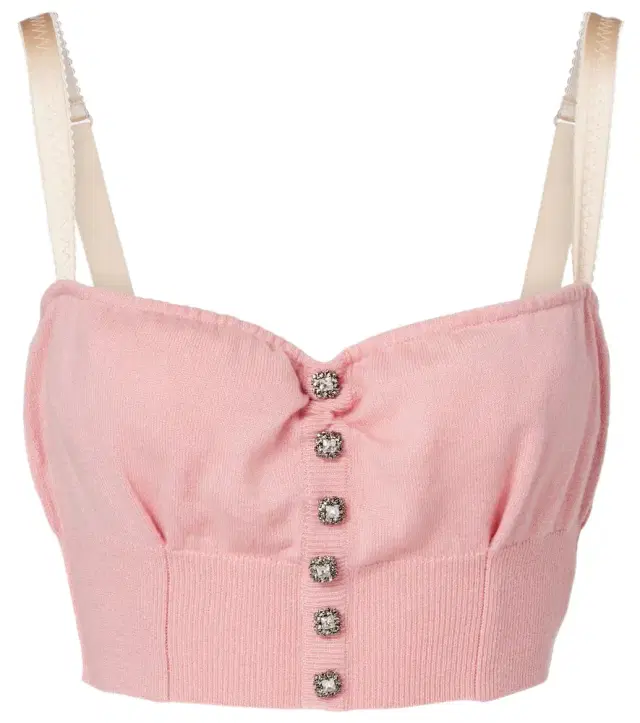 Embellished cropped silk-blend crop top