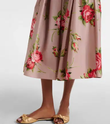Dolce & Gabbana Floral pleated cotton midi skirt | Thumbnail 3