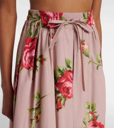 Dolce & Gabbana Floral pleated cotton midi skirt | Thumbnail 4