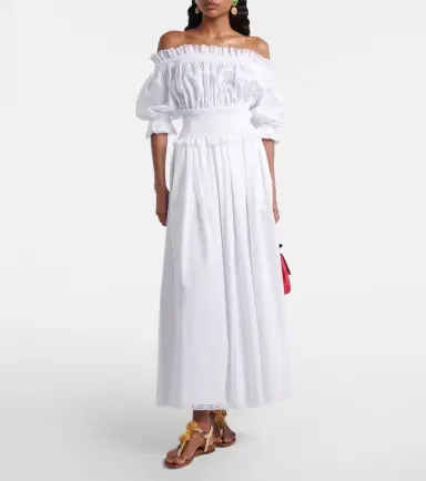Dolce & Gabbana Off-shoulder cotton-blend poplin crop top | Thumbnail 2 Dolce & Gabbana Off-shoulder cotton-blend poplin crop top | Thumbnail 2