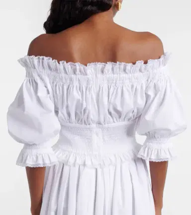 Dolce & Gabbana Off-shoulder cotton-blend poplin crop top | Thumbnail 4 Dolce & Gabbana Off-shoulder cotton-blend poplin crop top | Thumbnail 4