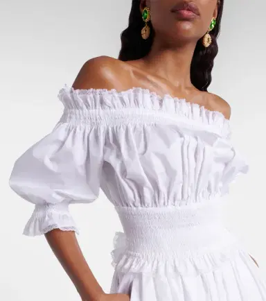Dolce & Gabbana Off-shoulder cotton-blend poplin crop top | Thumbnail 5 Dolce & Gabbana Off-shoulder cotton-blend poplin crop top | Thumbnail 5