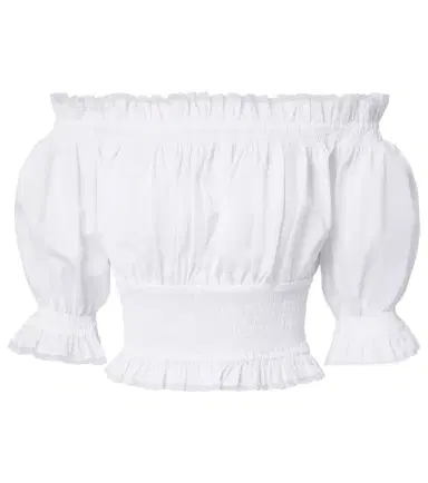 Dolce & Gabbana Off-shoulder cotton-blend poplin crop top | Thumbnail 1 Dolce & Gabbana Off-shoulder cotton-blend poplin crop top | Thumbnail 1