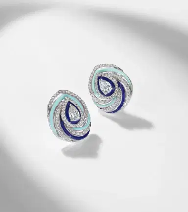 Kamyen Twister 18kt white gold and enamel earrings with diamonds | Thumbnail 5