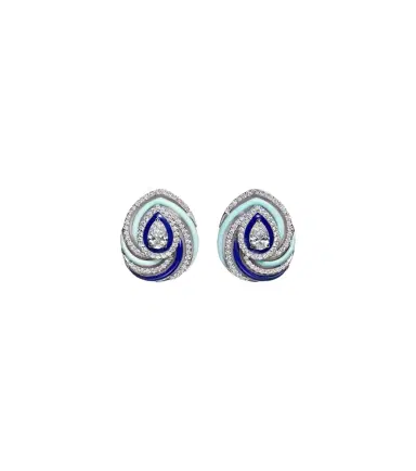 Kamyen Twister 18kt white gold and enamel earrings with diamonds | Thumbnail 1