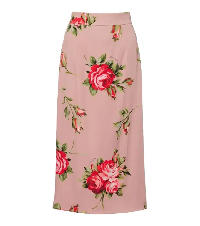 Floral silk-blend midi skirt