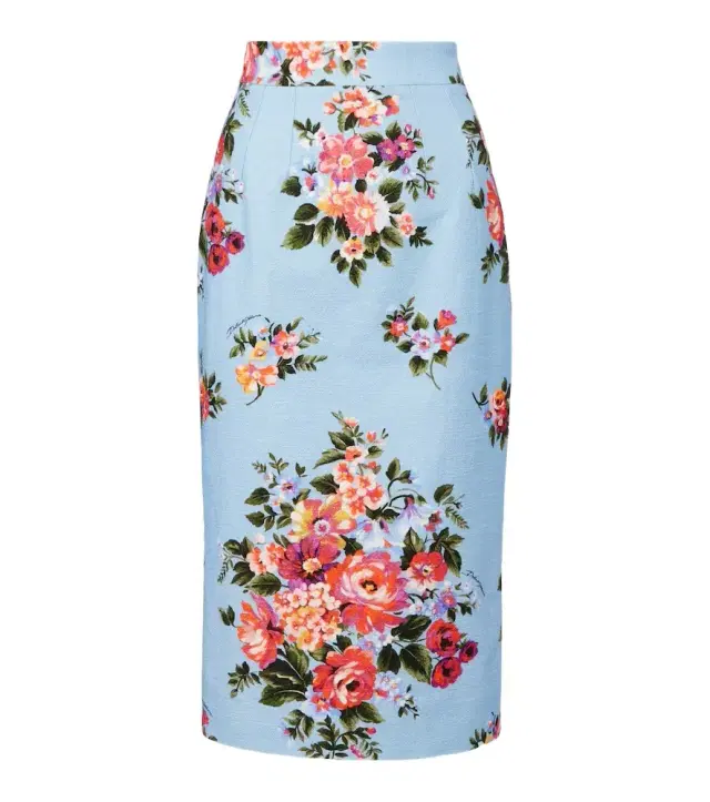 Floral cotton pencil skirt
