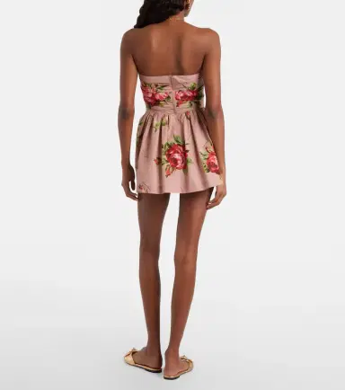 Dolce & Gabbana Floral strapless cotton minidress | Thumbnail 4