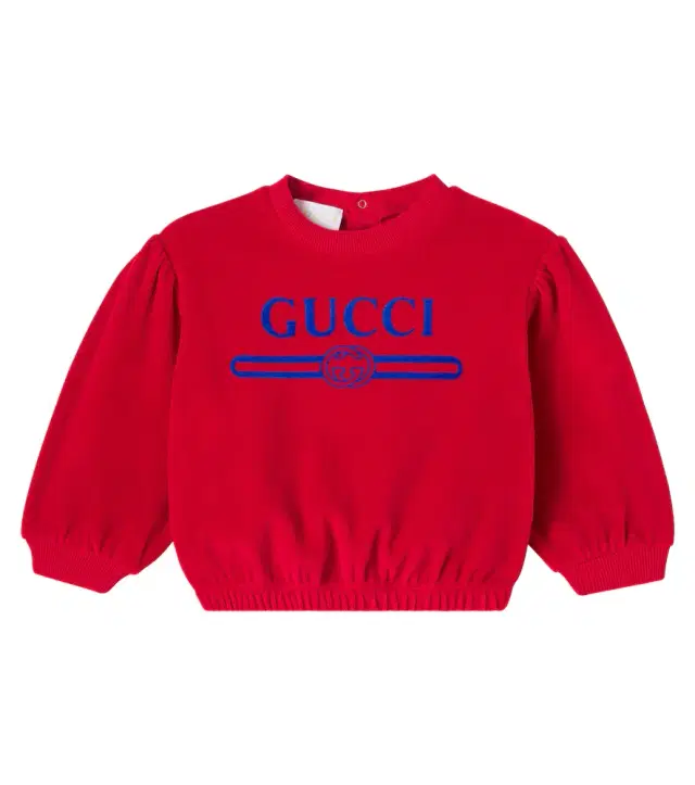 Baby logo cotton-blend velvet sweatshirt