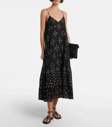 Juliet Dunn Embroidered cotton midi dress | Thumbnail 4