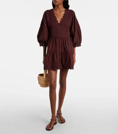 Juliet Dunn Scalloped cotton poplin minidress | Thumbnail 5