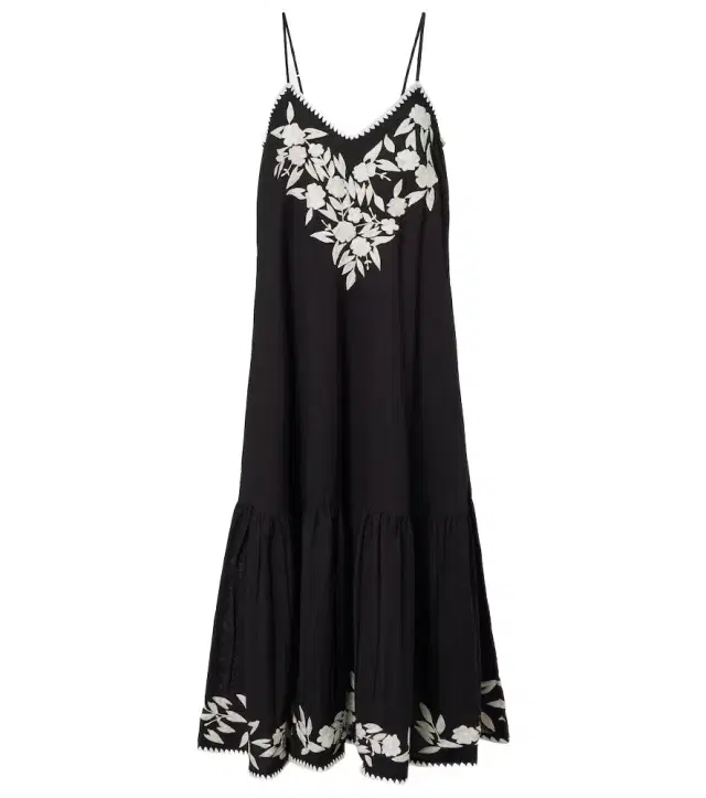 JULIET DUNN Embroidered cotton and linen midi dress
