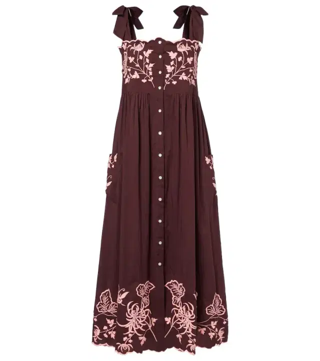 JULIET DUNN Embroidered cotton midi dress