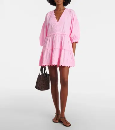 JULIET DUNN Embroidered tiered cotton poplin minidress | Thumbnail 4