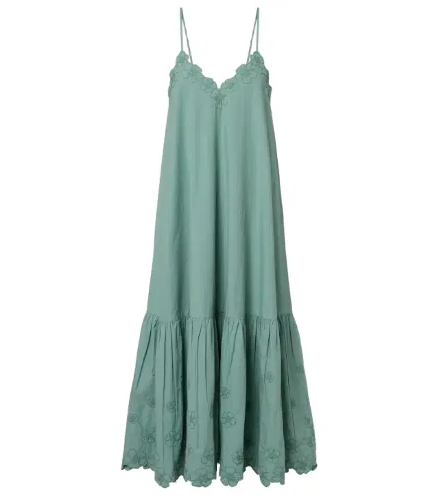Juliet Dunn Embroidered cotton poplin midi dress