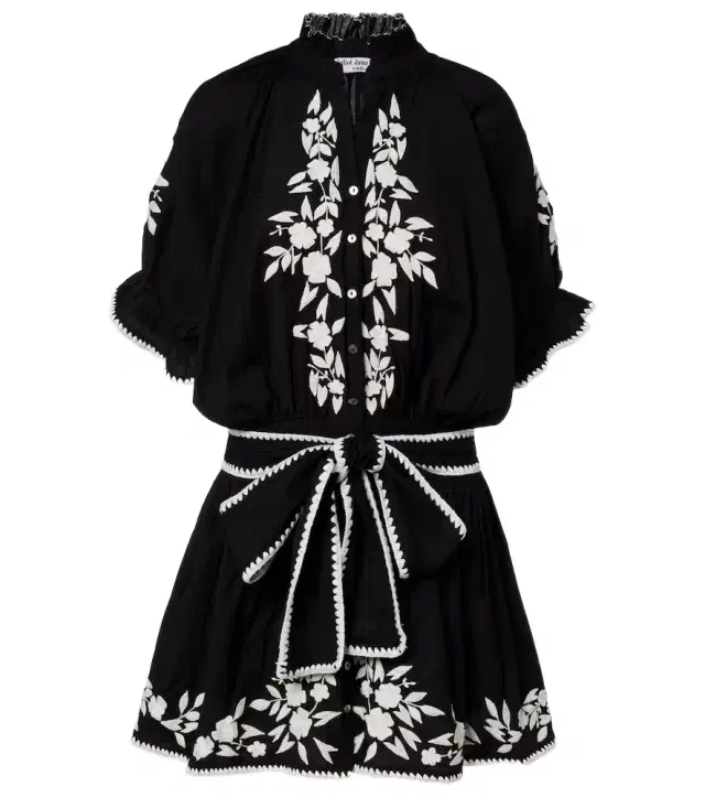 Belted cotton and linen minidress