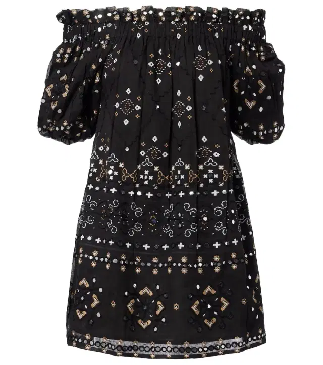 Embellished cotton poplin minidress
